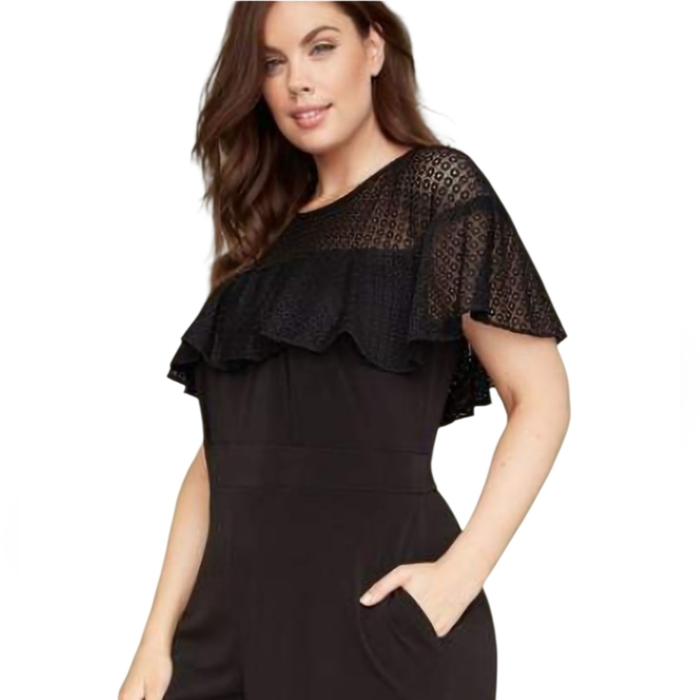 NWT LANE BRYANT Eyelet Lace & Ruffle Jumpsuit, size 22